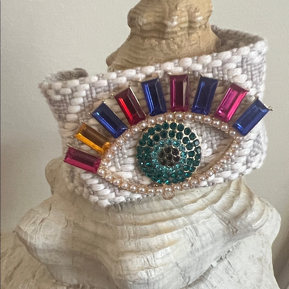 Colorful Beaded Eye Bracelet with Tassels